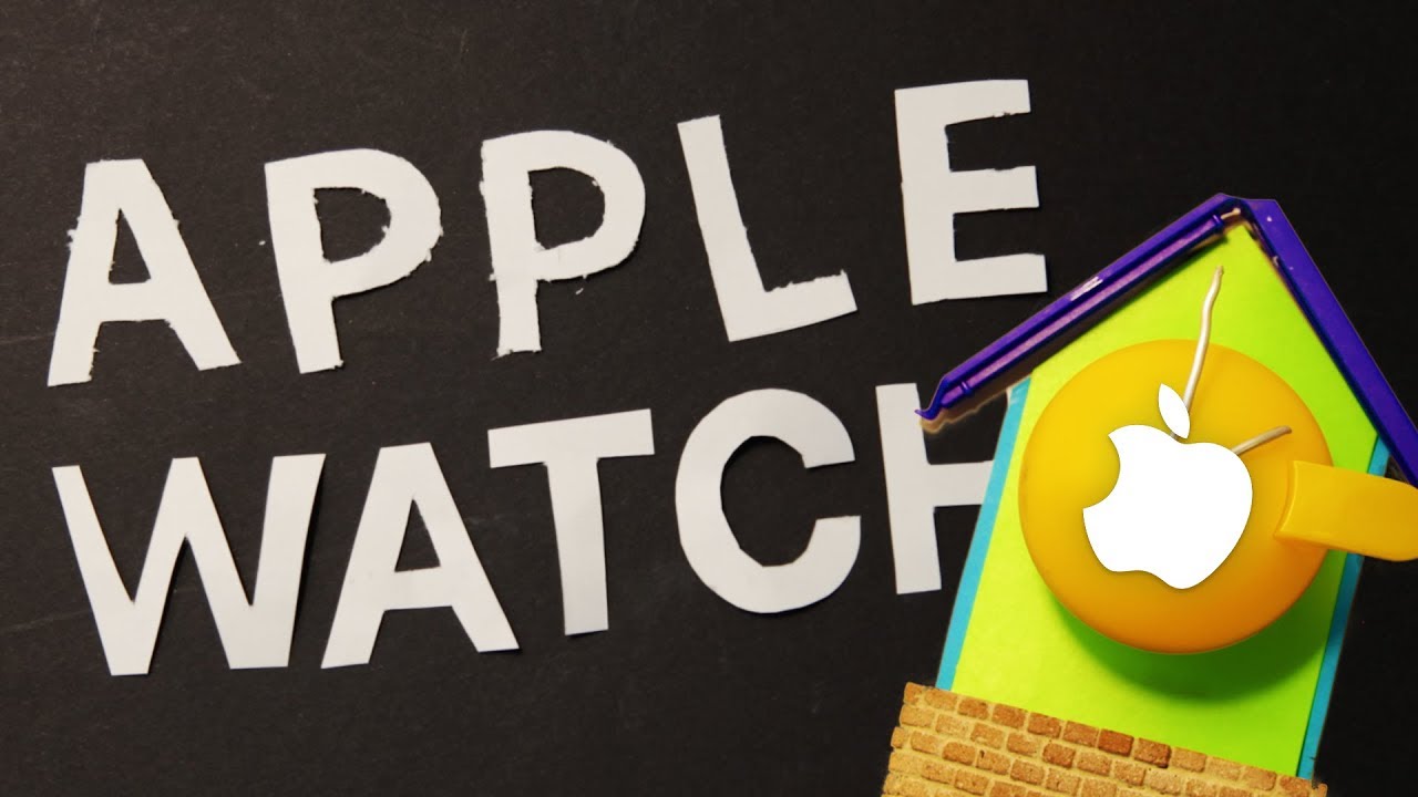 Farbige Kuckucksuhr mit dem Text "Apple Watch"